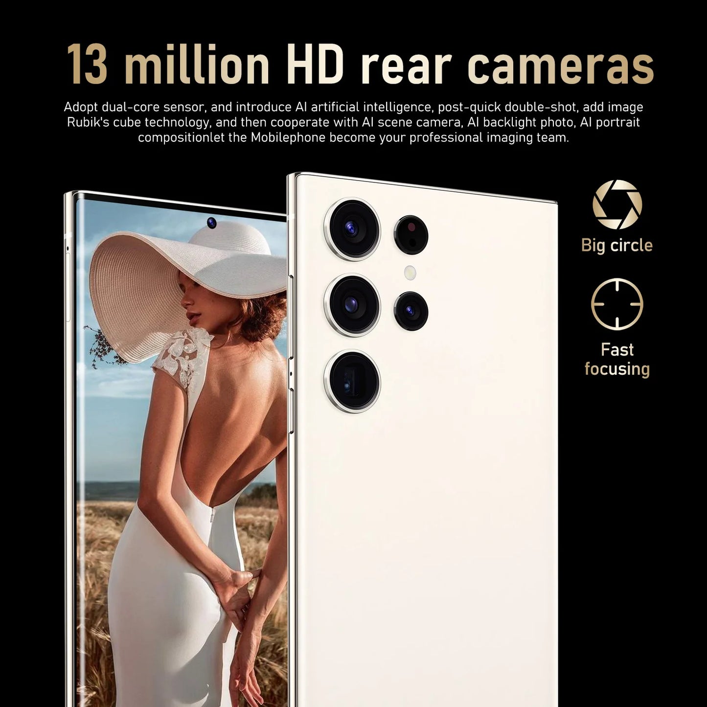 6.8-inch S24 Ultra 3GB+64GB Smartphone 6.8inch Phone Wholesale Telephone Face Recognition Fingerprint Android 12 4+64GB