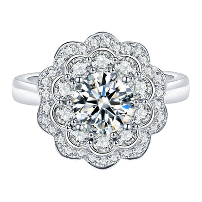 F1220 Diamond Ring Round Brilliant Cut Natural D Color Women's Romantic Engagement Style