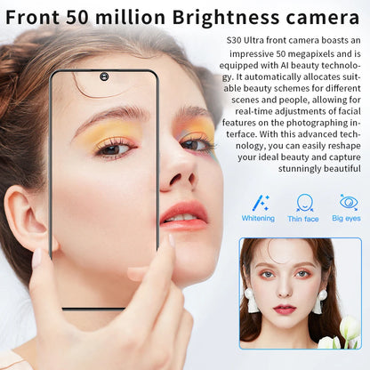 Celular NETWORK Full Display S30 Ultra 16GB+1TB 7.3 Inch Android 13 Cheap Phones for Mobile Smart Phone