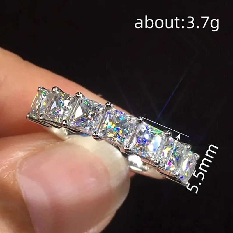 T0081 Princess Cut Natural D Color White Gold Women's Classic Engagement Ring