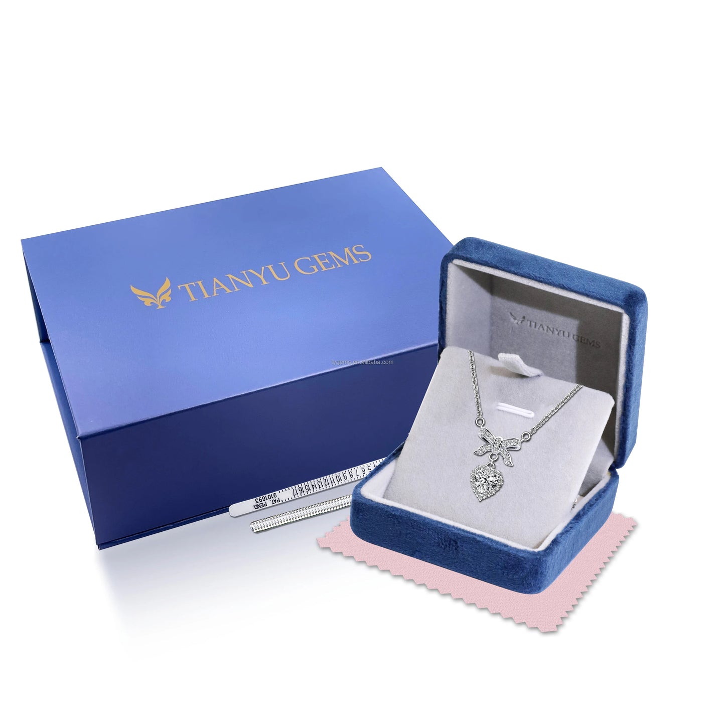 Tianyu Gems 18K Thick Gold Plated Necklace Mossanite 1 Carat 6.5mm DF VVS Round White Moissanite Silver Heart Pendant Necklace