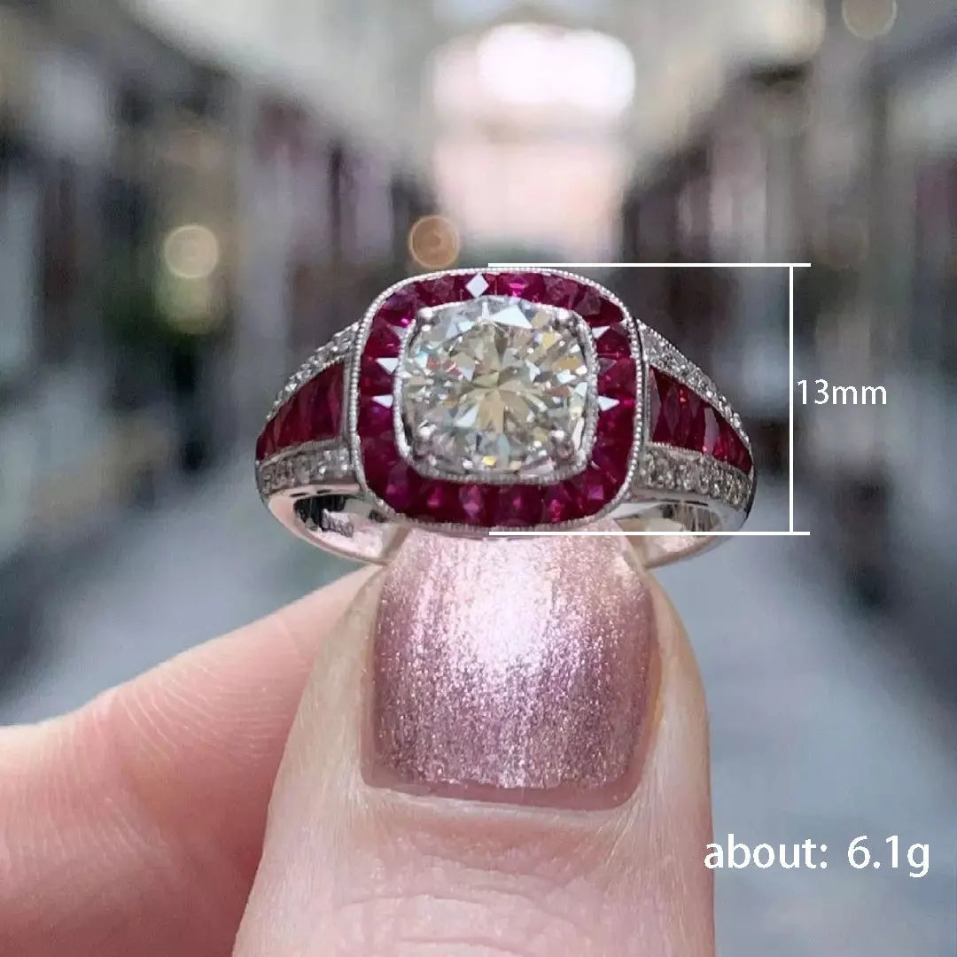 Q011 White Gold Cushion Cut Diamond Ring Pave Setting Engagement Band Women's Fine Jewelry