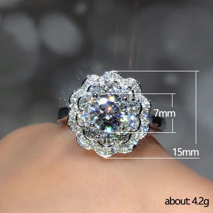F1220 Diamond Ring Round Brilliant Cut Natural D Color Women's Romantic Engagement Style
