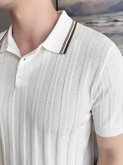 Support Customization of One Item Summer Fashion Solid Color Button Collar Men's Polo Cool Trendy Men's Short Sleeved Polo Shirt
