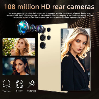 22G+2TB S25 Ultra Factory Price Big Screen Version Android 5G Smartphone Dual-SIM HD Unlocked Phones Built-in Pen 108MP