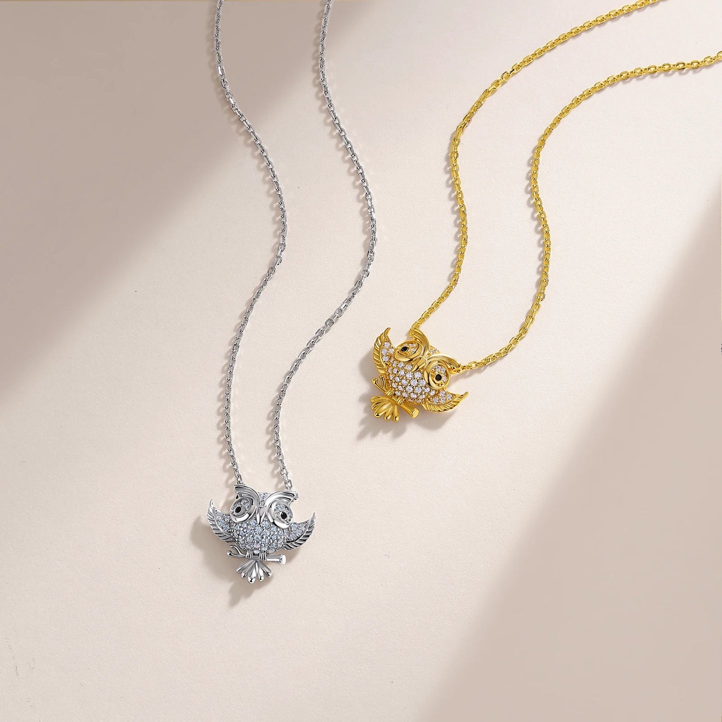 S925 Sterling Silver Owl Pendant Necklace for Women Full Paved Cubic Zirconia CZ Owl Necklace Fashion Jewelry Gift