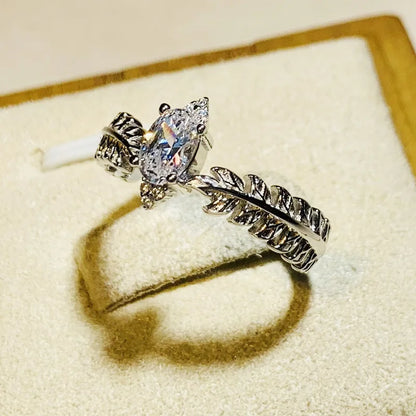 Q277 White Gold Marquise Cut Diamond Ring Natural G Color Women's Romantic Engagement Ring