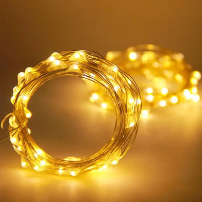 Fairy Lights AA Battery Powered 1M 10 2M 20 3M 30 5M 50 10M 100Leds Silver Led Copper Wire String Light Decorative Fairy Lights
