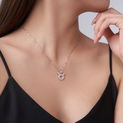Hot Selling Shiny Zodiac 925Pure Silver Pendant Necklace With Moissanite Twelve Zodiac Luxury Fashion Jewelry for Daily Necklace