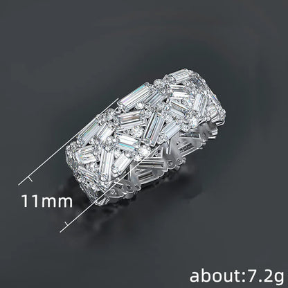 F618 Geometric Eternity Band Ring Women's Lab Created Cubic Zirconia Emerald Cut Channel Setting Wedding Fashion Ring