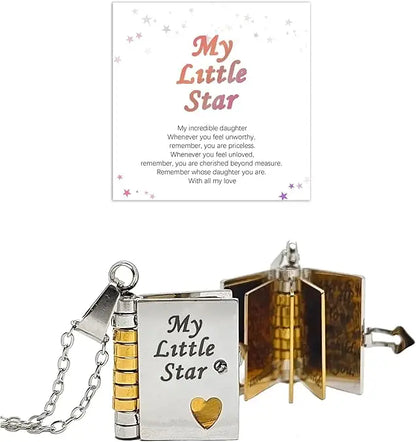 My Little Star Book Necklace for Daughter Son Letter Birthday National Sisters Day Gift
