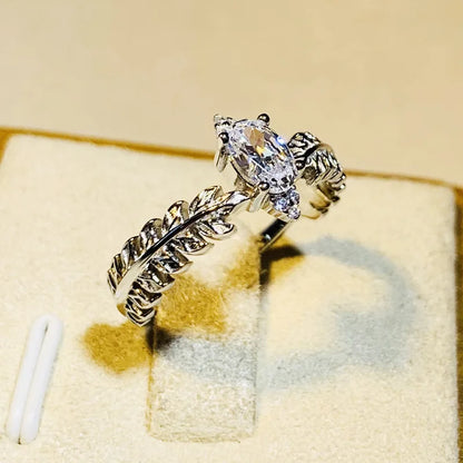 Q277 White Gold Marquise Cut Diamond Ring Natural G Color Women's Romantic Engagement Ring