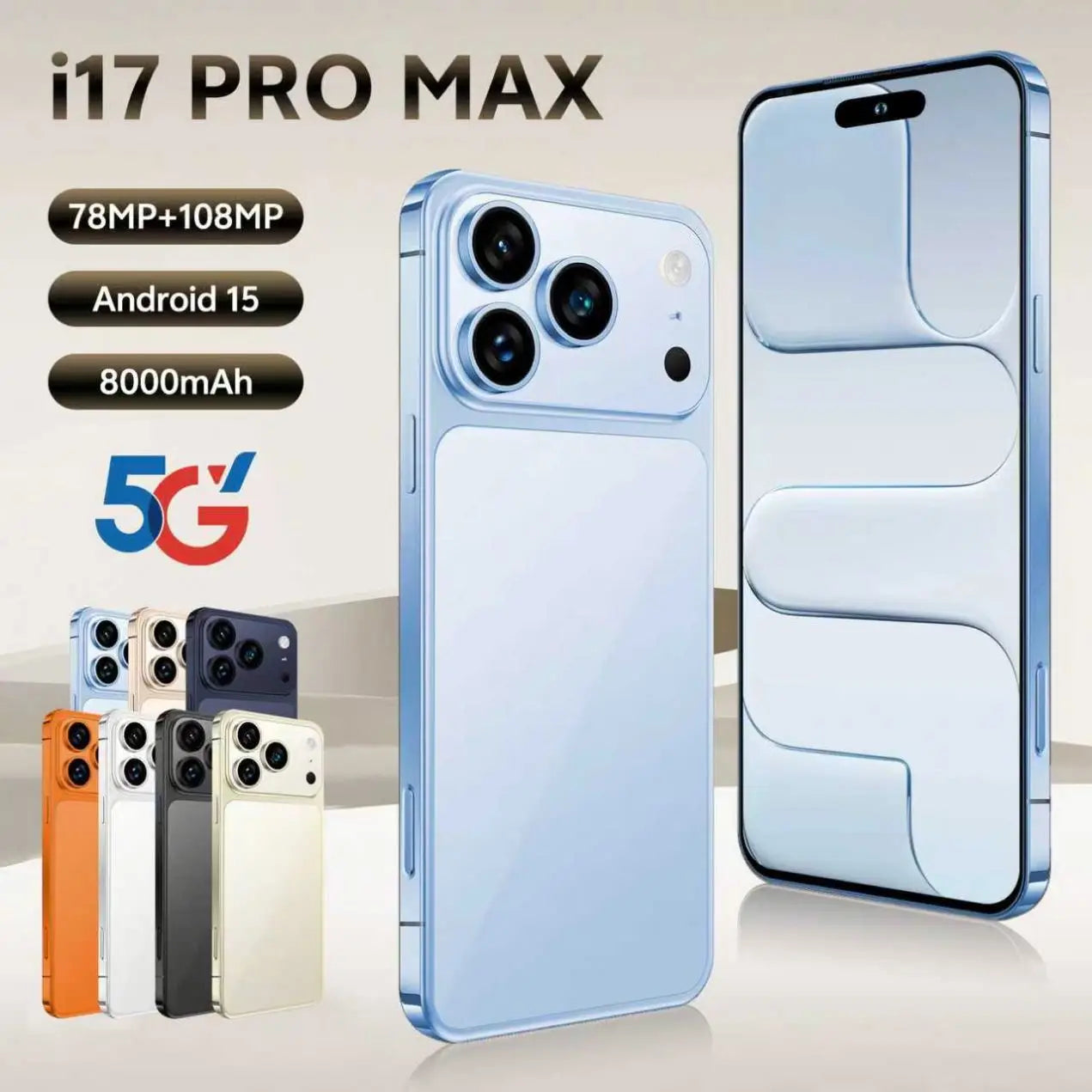 New I17 ProMax Wholesale Cheap Brand Mobile Original Phone Version Unlocked 16GB+512GB1 TB Original Low Price Dual Sim Card