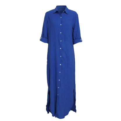 Women Summer Long Maxi Shirt Dress Sexy Long Sleeve Loose Casual Street Dresses Loose Dress