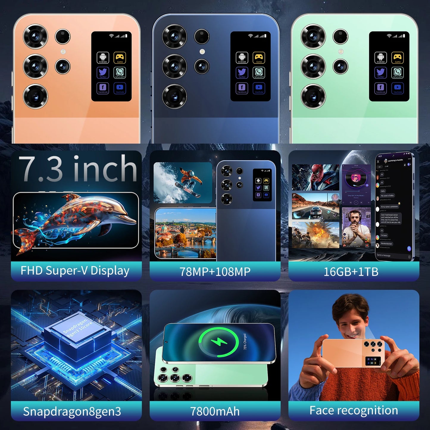 The Best Price 2025 Latest S25 Ultra Smart Phone 16G+1TB Android Hot Style Gaming Phone HD Screen 5G Cellular Cheap Phones