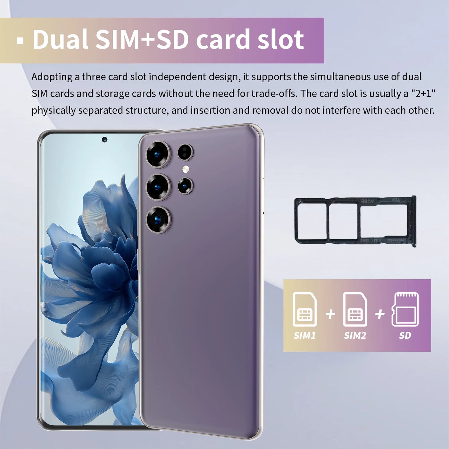 Sell Well Very Friendly Factory Price S26 Ultra Smartphone 8GB+256GB Unlocked Dual Card 7.3 Inches Screen Mobile Phones