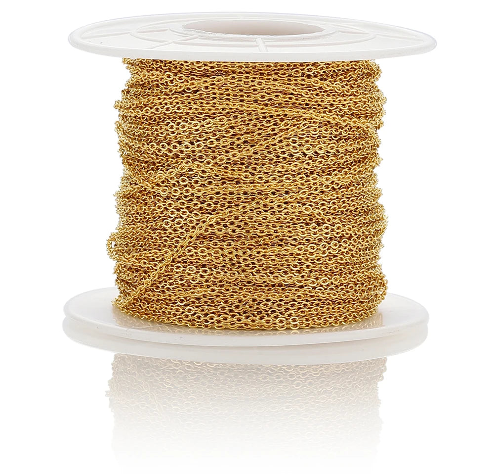 10Meters/Roll Stainless Steel Gold Chain O Shape Cross Chains for DIY Jewelry Making