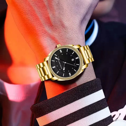Hannah Martin 1451 Stainless Steel Strap Quartz Original Chronograph Men Watch Waterproof Luminous Date Fashion Watches for Men