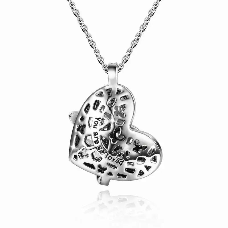 Heart Pendant Necklace for Women Exquisite Jewelry Blue Crystal Forever Love Charm Valentine's Day Gift