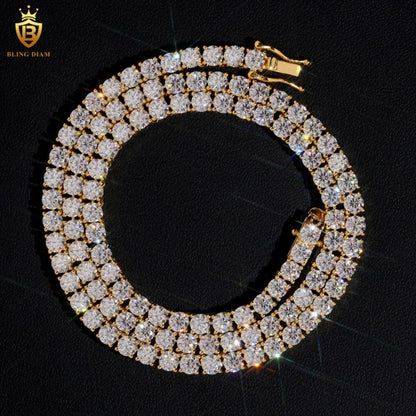 Hot Sale GRA Certificate Hip Hop 925 Sterling Silver 3mm Tennis Necklace Bracelet VVS Moissanite Tennis Chain