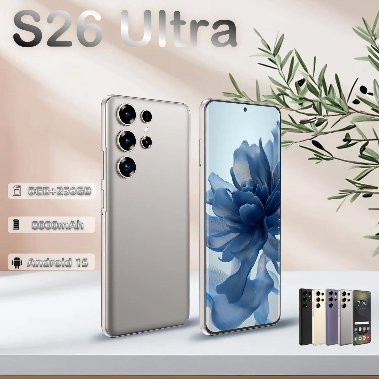Sell Well Very Friendly Factory Price S26 Ultra Smartphone 8GB+256GB Unlocked Dual Card 7.3 Inches Screen Mobile Phones