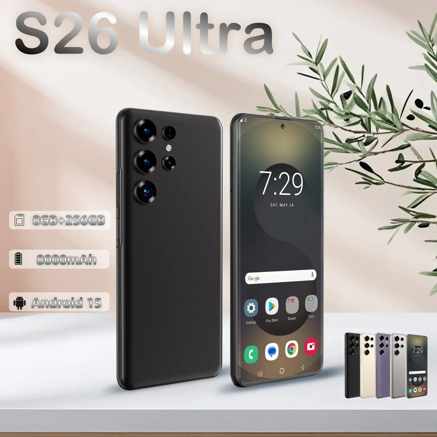 Sell Well Very Friendly Factory Price S26 Ultra Smartphone 8GB+256GB Unlocked Dual Card 7.3 Inches Screen Mobile Phones