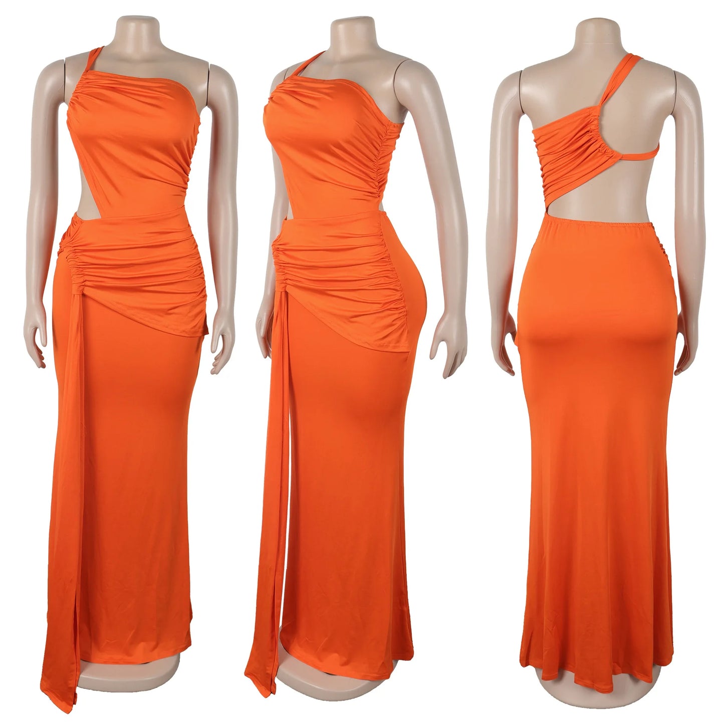 563 Chic Design Fashion Women Clothing One-shoulder Strapless Backless Dress Pleated Long Dress for Women