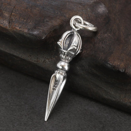 Real 925 Sterling Silver Small Vajra Pendant For Men and Women Buddhism Prayer Bouddha Jewelery