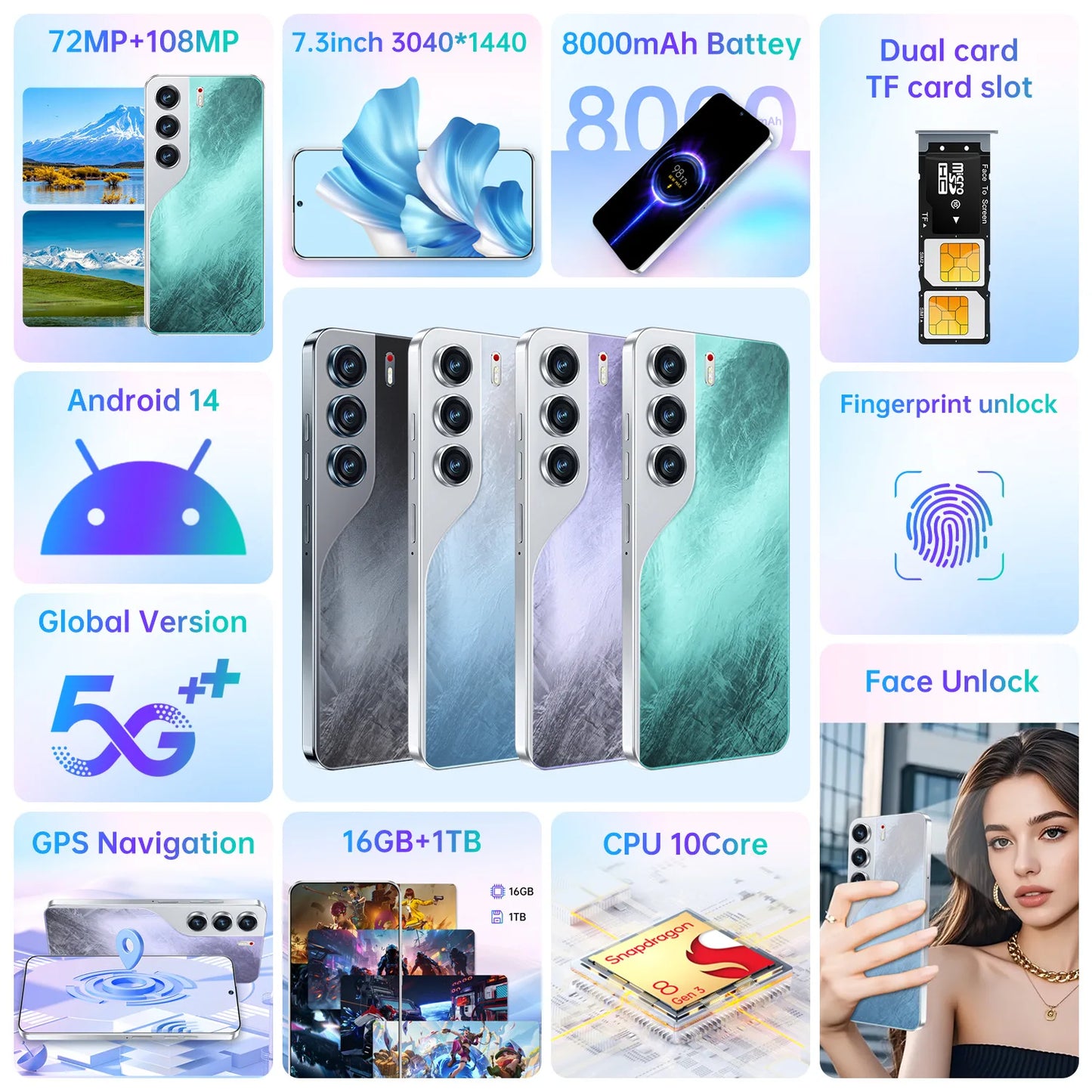 2024 Hot Sale Newest C40Pro 3G Android Mobile Phones Gooba 6.5inch Unlocked Dual SIM Smartphone
