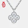Four Leaf Clover Cluster Setting 925 Sterling Silver Moissanite Pendant Necklace D Color VVS1 Lucky Charm Necklace