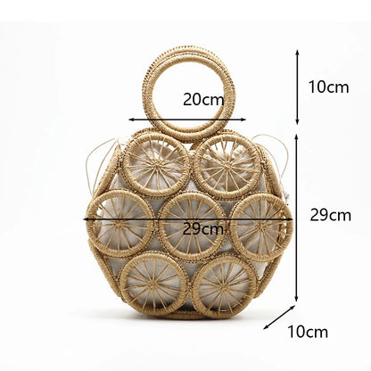 Large Capacity Straw Woven Handbag Handwoven Hollow Women Shoulder Bag Travel Vacation Summer Beach Bag Top Handle Bags