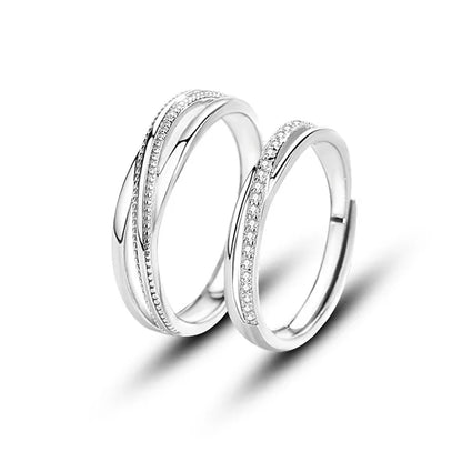 Q872 Wedding Bands 925 Silver Crystal Rhinestone Channel Setting Unisex Fine Rings