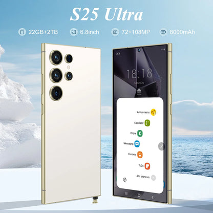 22G+2TB S25 Ultra Factory Price Big Screen Version Android 5G Smartphone Dual-SIM HD Unlocked Phones Built-in Pen 108MP
