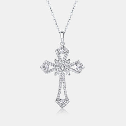 Luxurious Customized 925 Sterling Silver Fine Jewelry Pendant Necklaces Cross Moissanite Pendant Necklace