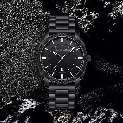 Hannah Martin 1451 Stainless Steel Strap Quartz Original Chronograph Men Watch Waterproof Luminous Date Fashion Watches for Men