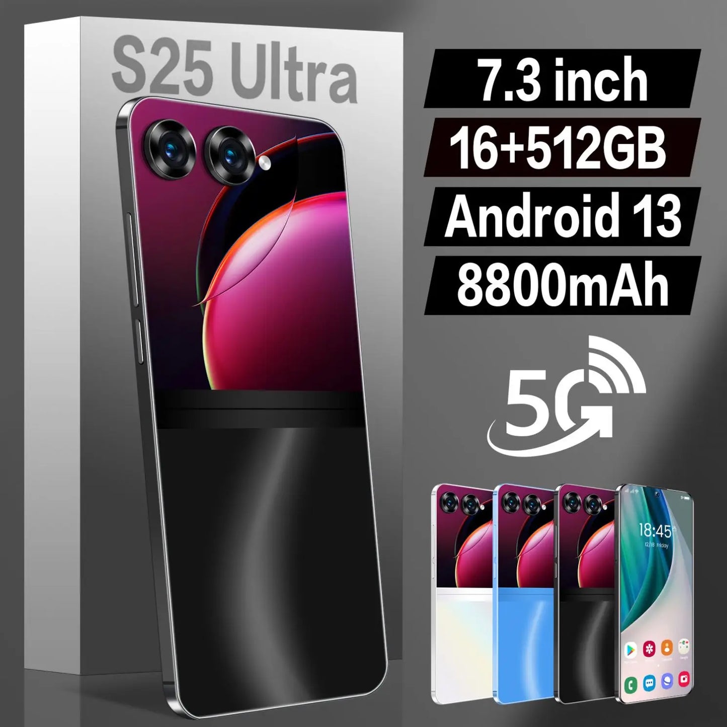 5G Phones Android 13.0 Mobile Phones Cellphone Original S25 Ultra 16GB+512GB Smartphone 7.3 Inch Unlocked Dual Card Smart Phone