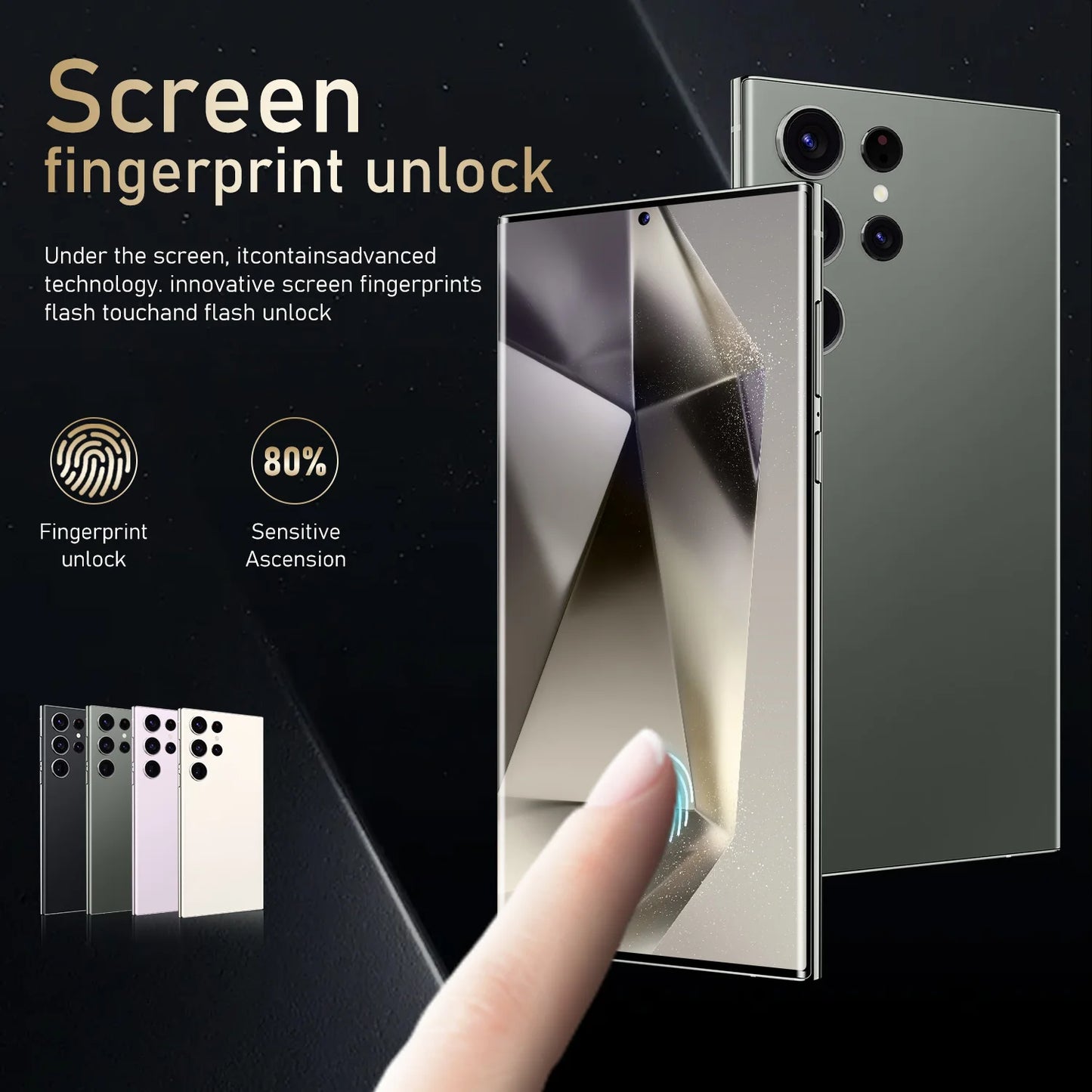 6.8-inch S24 Ultra 3GB+64GB Smartphone 6.8inch Phone Wholesale Telephone Face Recognition Fingerprint Android 12 4+64GB