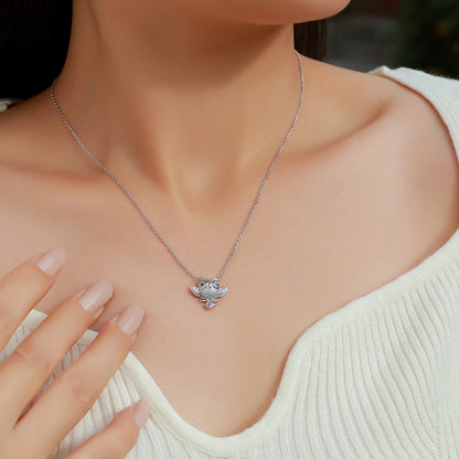 S925 Sterling Silver Owl Pendant Necklace for Women Full Paved Cubic Zirconia CZ Owl Necklace Fashion Jewelry Gift