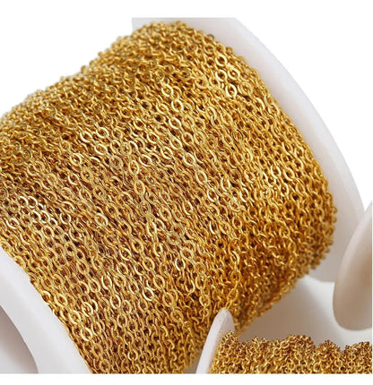 10Meters/Roll Stainless Steel Gold Chain O Shape Cross Chains for DIY Jewelry Making