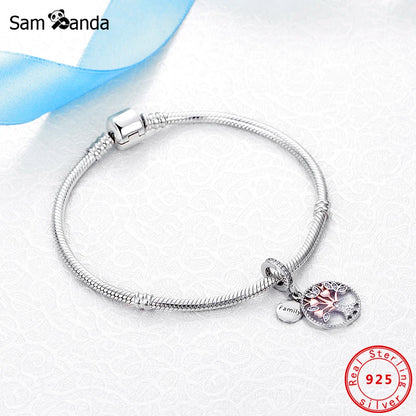 925 Sterling Silver Beads Charms Rose Gold For Jewelry Making Tree Of Life Pendant Charm Fit Brand Bracelets Necklaces