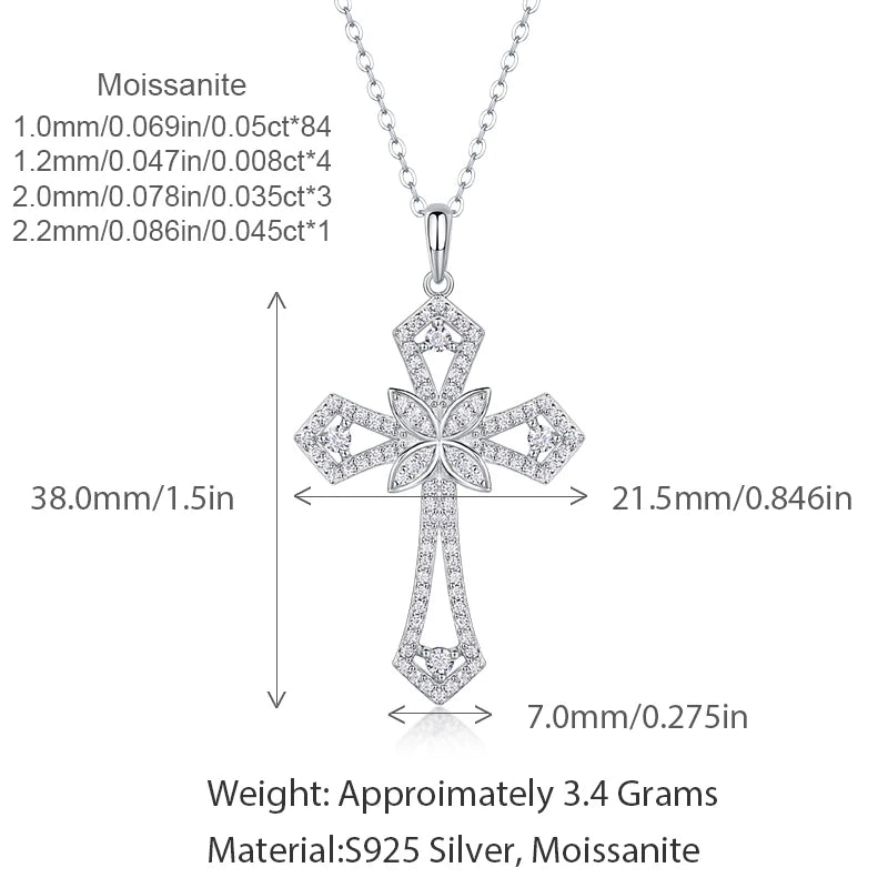 Luxurious Customized 925 Sterling Silver Fine Jewelry Pendant Necklaces Cross Moissanite Pendant Necklace