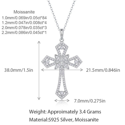 Luxurious Customized 925 Sterling Silver Fine Jewelry Pendant Necklaces Cross Moissanite Pendant Necklace