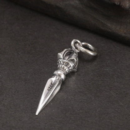 Real 925 Sterling Silver Small Vajra Pendant For Men and Women Buddhism Prayer Bouddha Jewelery