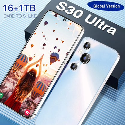Celular NETWORK Full Display S30 Ultra 16GB+1TB 7.3 Inch Android 13 Cheap Phones for Mobile Smart Phone