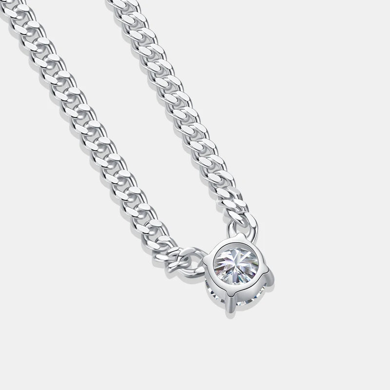 Hot Selling 925 Sterling Silver Men Clavicle Chain White-Gold Moissanite Cuban Necklace Women Wholesale Jewelry Necklace