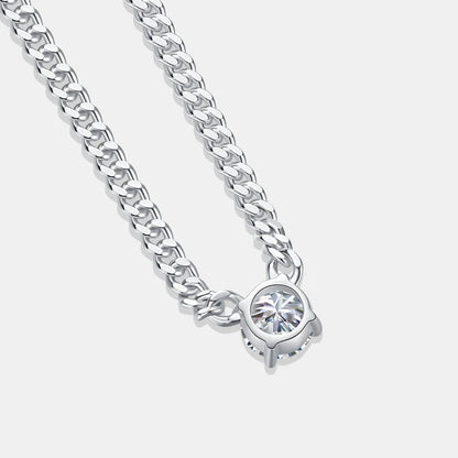Hot Selling 925 Sterling Silver Men Clavicle Chain White-Gold Moissanite Cuban Necklace Women Wholesale Jewelry Necklace