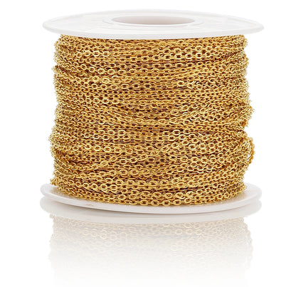 10Meters/Roll Stainless Steel Gold Chain O Shape Cross Chains for DIY Jewelry Making