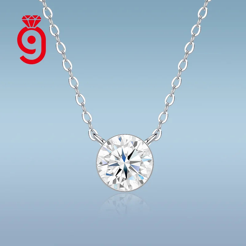 Bezel Set Solitaire 925 Sterling Silver Moissanite Necklace 4.0Mm Round Cut D Color VVS1 Daily Wear Anniversary Necklace