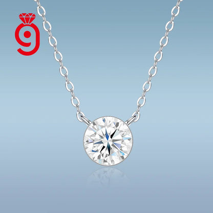 Bezel Set Solitaire 925 Sterling Silver Moissanite Necklace 4.0Mm Round Cut D Color VVS1 Daily Wear Anniversary Necklace