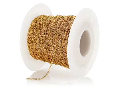 10Meters/Roll Stainless Steel Gold Chain O Shape Cross Chains for DIY Jewelry Making
